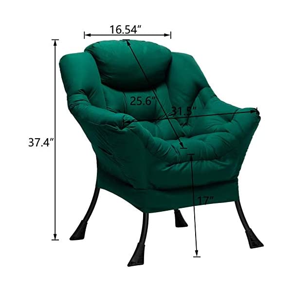 AbocoFur Modern Large Cotton Fabric Lazy Chair，Accent Contemporary Lounge Chair, Single Steel Frame Leisure Sofa Chair with Armrests and A Side Pocket, Beige