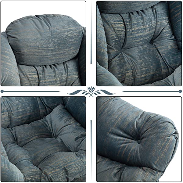 AbocoFur Modern Large Cotton Fabric Lazy Chair，Accent Contemporary Lounge Chair, Single Steel Frame Leisure Sofa Chair with Armrests and A Side Pocket, Beige