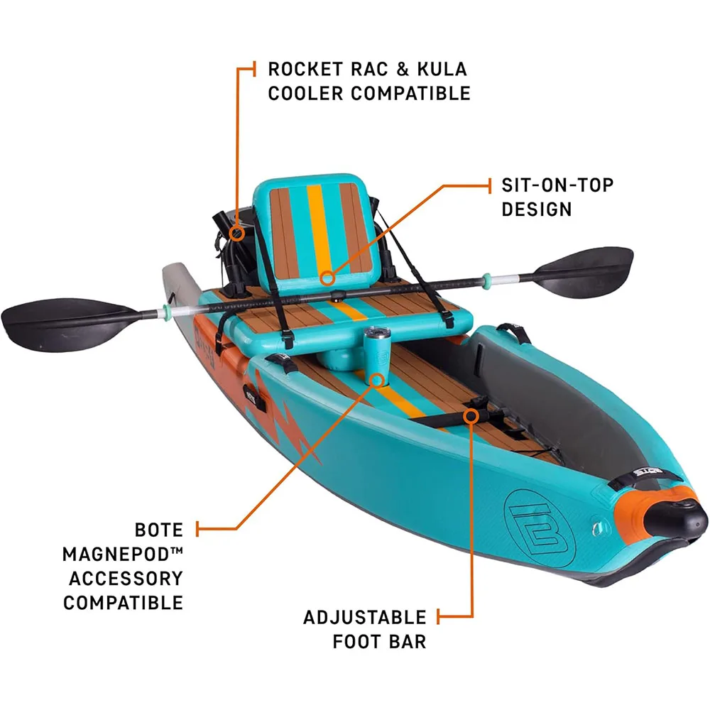 BOTE Deus Aero Inflatable Kayak Compatible with MagnePod for Adults and Kids, Including Travel Bag, 1 Person Single Seat Inflatable Kayak for Recreational Fishing, Hunting and Leisure