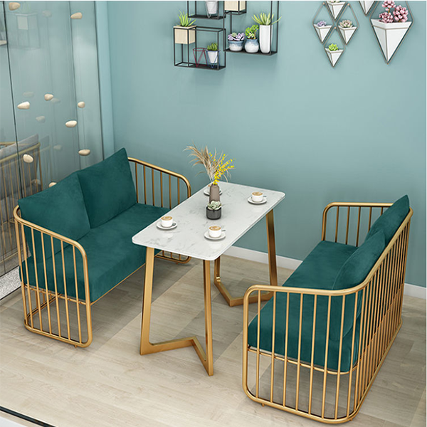 Nordic light luxury style table and chair combination double wrought iron deck sofa