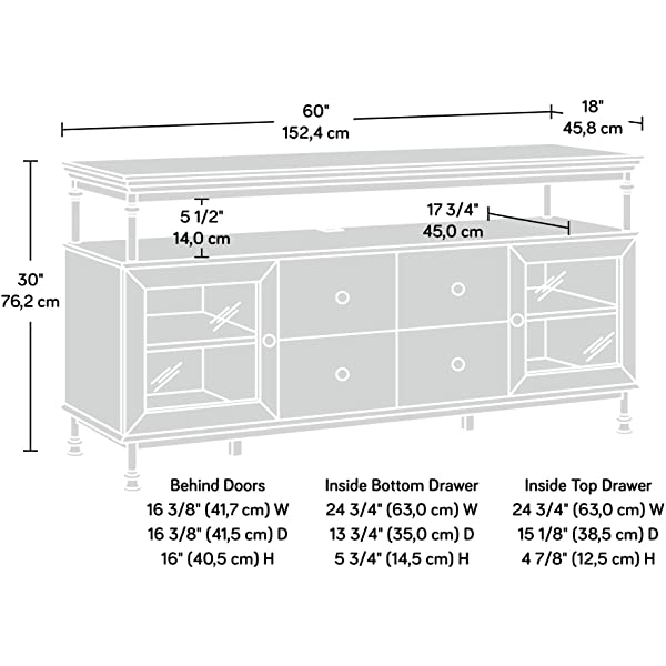 Sauder Canal Street Entertainment Credenza, For TV's up to 60