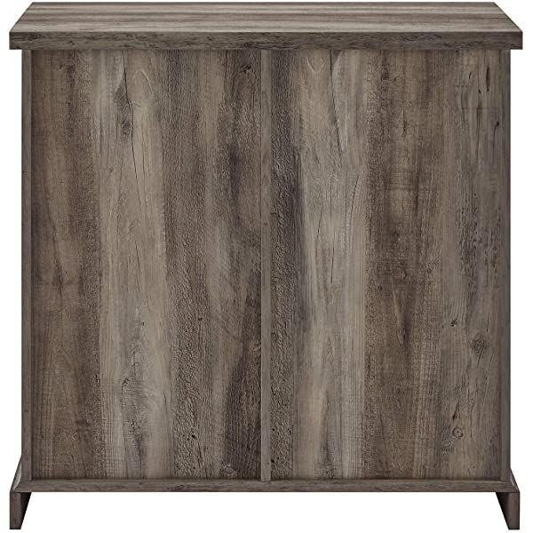 Walker Edison Beaumont Modern Farmhouse Sliding Slat Door Storage Cabinet, 32 Inch, White Oak White Oak Groove Door Cabinet