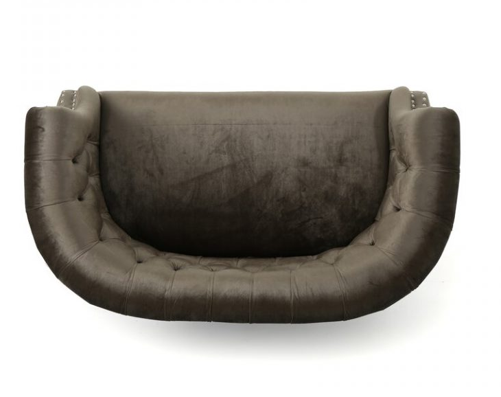 51.5-inch velvet roll-arm two-seat sofa
