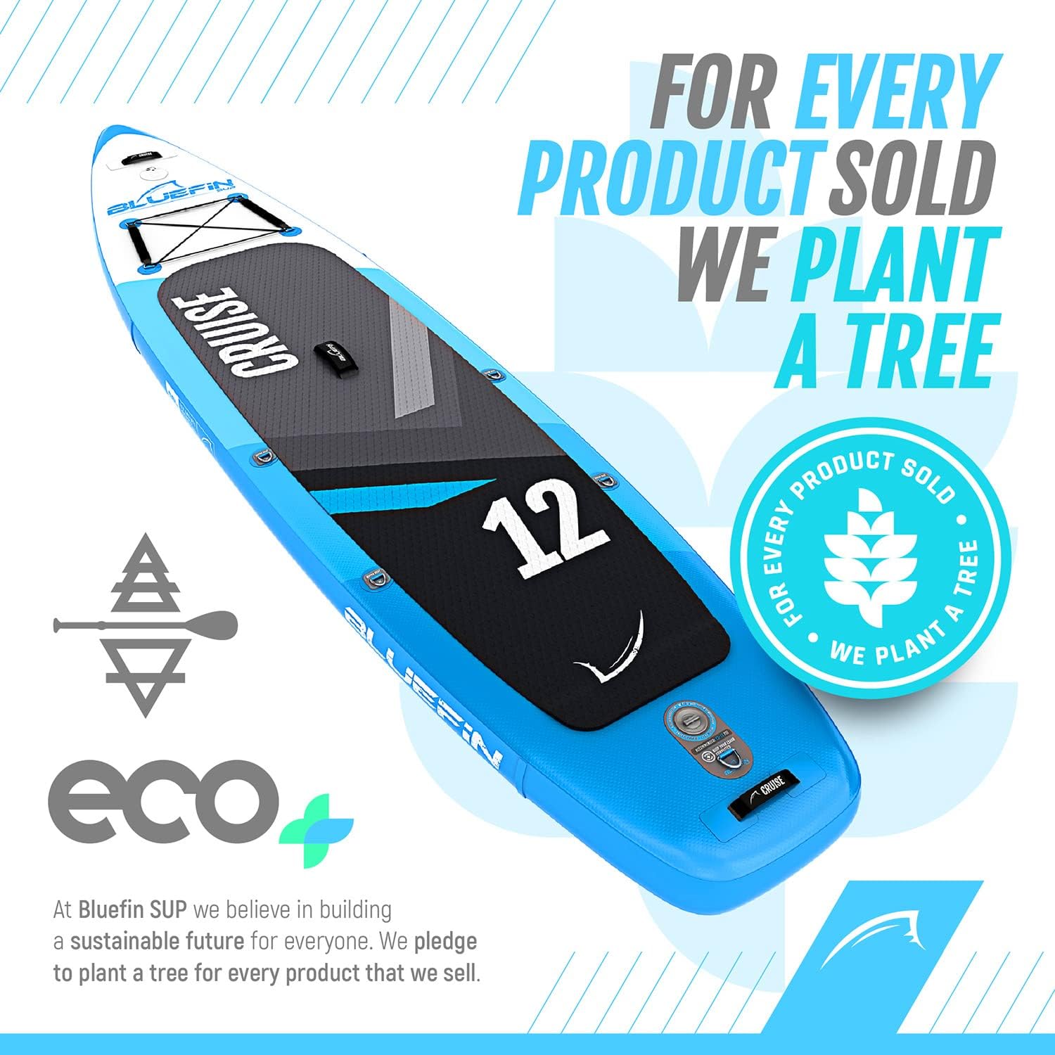 Bluefin Cruise SUP Inflatable Stand Up Paddle Board | Premium Paddleboard Accessories | Multiple sizes: Kids, 9'8, 10'4, 10’8, 12’, 15'