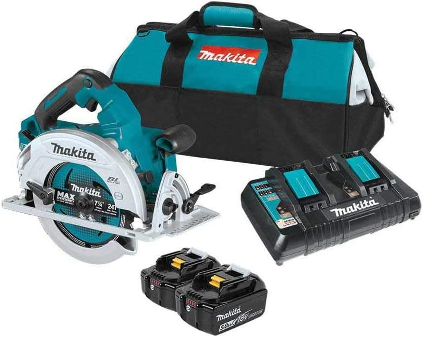 Makita DHS680Z 18V Brushless Circular Saw with 2 x 5Ah Batteries, Charger, Case & Inlay
