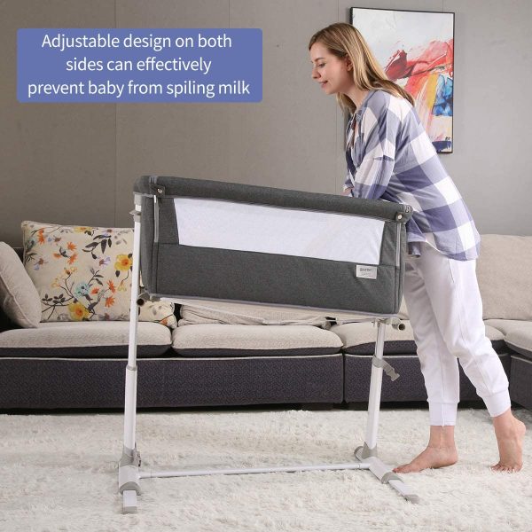Baby cradle, RONBEI bedside bed, baby crib bed, adjustable portable bed, suitable for babies/baby boys/baby girls/newborns