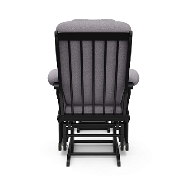 Storkcraft Tuscany Custom Glider and Ottoman with Free Lumbar Pillow, Black/Grey, Cleanable Upholstered Comfort Rocking Nursery Chair with Ottoman Black/Gray