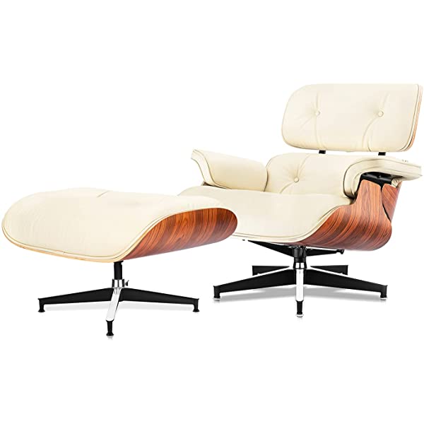 Mid Century Lounge Chair and Ottoman, Modern Chair Classic Design, Top Grain Leather Palisander Wood, Heavy Duty Base Support for Living Room, Study, Lounge, Office (Nomal, Style1-1) Nomal Style1-1