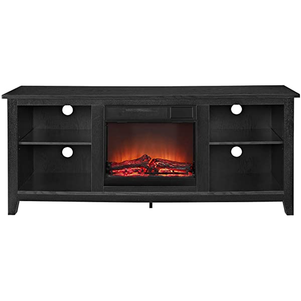 Walker Edison Wren Classic 4 Cubby TV Stand for TVs up to 65 Inches, 58 Inch, Black Black 58 InchTV Stand