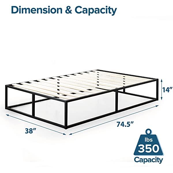 ZINUS Joseph Metal Platforma Bed Frame / Mattress Foundation / Wood Slat Support / No Box Spring Needed / Sturdy Steel Structure, Queen Queen 14 Inch