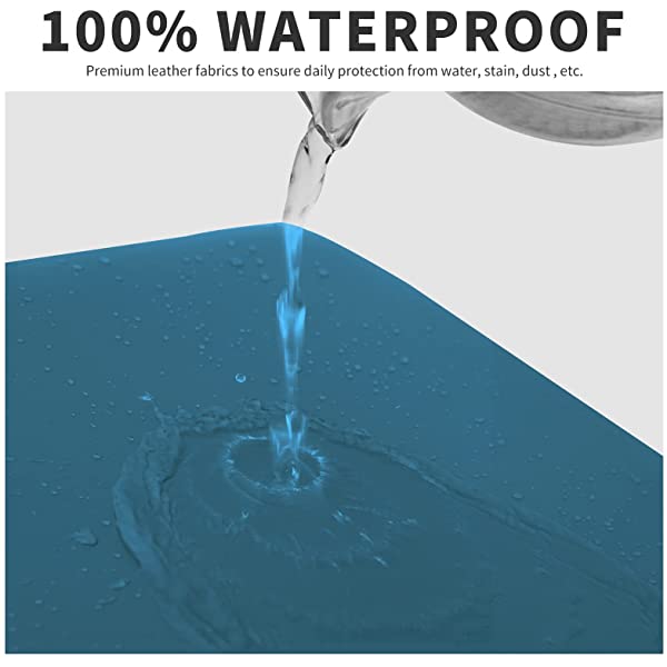 Easy-Going PU Leather Recliner Sofa Slipcovers, Waterproof Stretch Sofa Covers, 8 Pieces Stretch Furniture Protector, Elastic Strap Shield Pets Kids Children Cats Dogs Beige