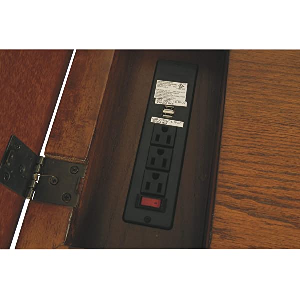 Signature Design by Ashley Tyler Creek Rustic Chair Side End Table with Pull-Out Tray & USB Ports, Brown Blackish Brown Table