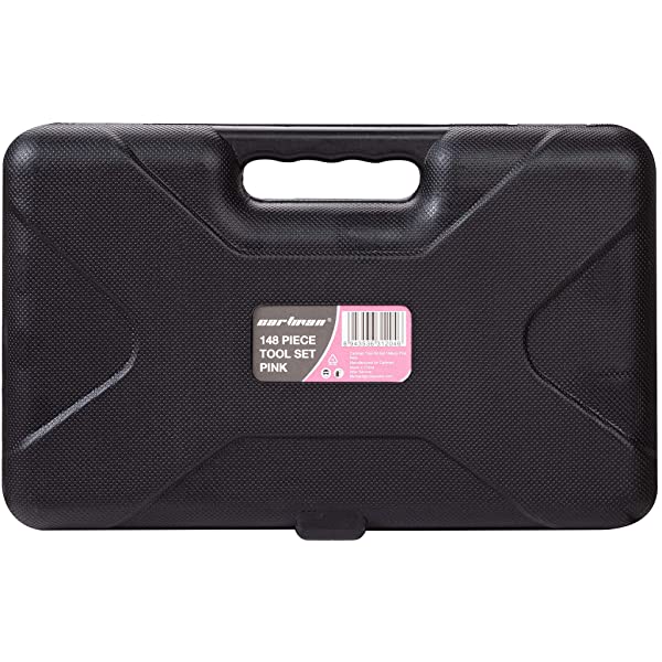 CARTMAN 148Piece Tool Set General Household Hand Tool Kit with Plastic Toolbox Storage Case Socket and Socket Wrench Sets Red