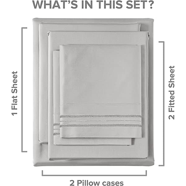 Queen Size Sheet Set - 4 Piece - Hotel Luxury Bed Sheets - Extra Soft - Deep Pockets - Easy Fit - Breathable & Cooling Sheets - Wrinkle Free - Comfy – Dark Grey Bed Sheets - Queens Sheets – 4 PC Queen Grey