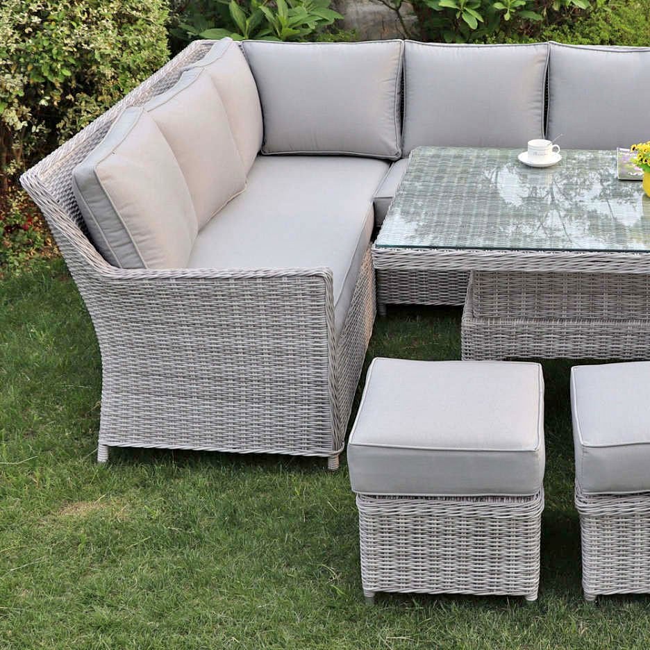 Corner Sofa Set with Rectangular Rising Table (Grey)