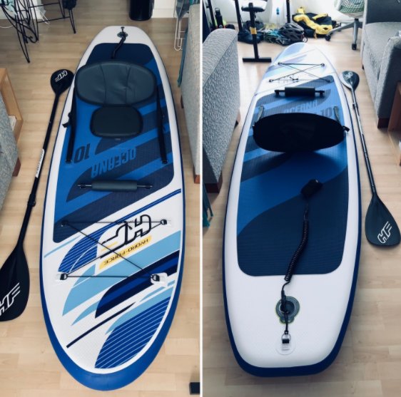 Hydro-Force SUP, Inflatable Stand Up Paddle Board, Complete Set with Kayak Conversion Kit