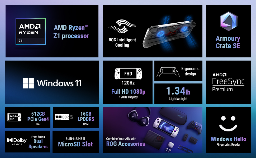 ASUS - ROG Ally Gaming Handheld Console - Z1 Processor