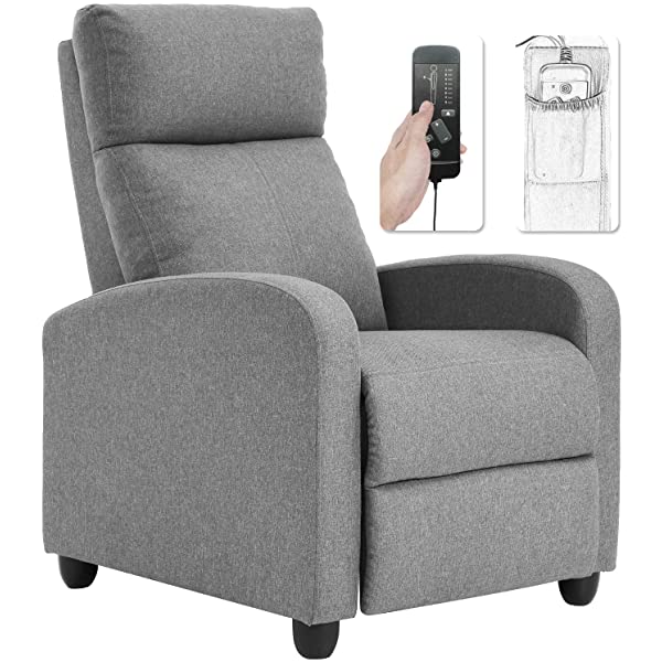 Recliner Chair for Living Room Massage Recliner Sofa Reading Chair Winback Single Sofa Home Theater Seating Modern Reclining Chair Easy Lounge with PU Leather Padded Seat Backrest (Brown)