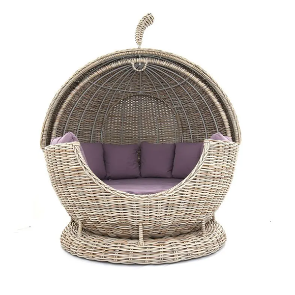 【Home&Garden】Outdoor bed apple bed rattan round bed Nordic villa swimming pool seaside vacation beach homestay rattan bed
