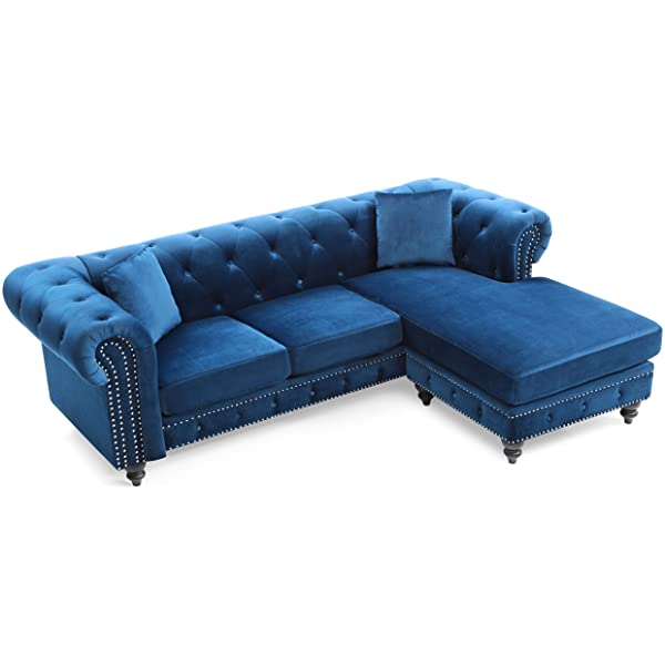 Glory Furniture Nola , Navy Blue Sofa Chaise (3 Boxes), 31