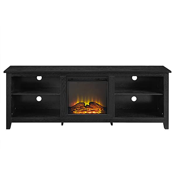 Walker Edison Wren Classic 4 Cubby TV Stand for TVs up to 65 Inches, 58 Inch, Black Black 58 InchTV Stand