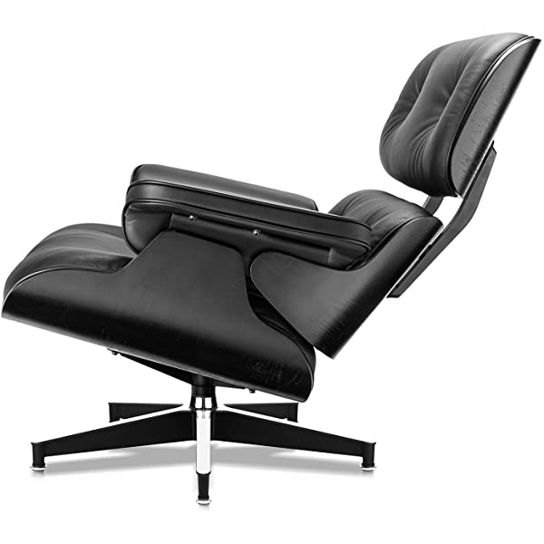 Mid Century Lounge Chair and Ottoman, Modern Chair Classic Design, Top Grain Leather Palisander Wood, Heavy Duty Base Support for Living Room, Study, Lounge, Office (Nomal, Style1-1) Nomal Style1-1