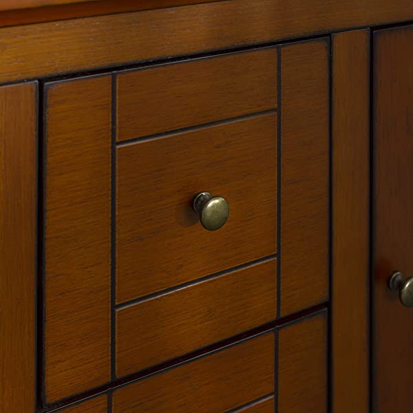 Walker Edison Charlotte Classic Glass Door Storage Buffet, 52 Inch, Espresso Espresso 52 Inch