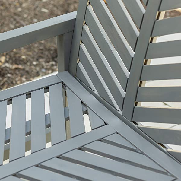 Walker Edison 5 Person Outdoor Wood Chevron Patio Furniture Dining Set Table Chairs Bench All Weather Backyard Conversation Garden Poolside Balcony, 4 Piece, Brown Brown 4 Piece Dining Set