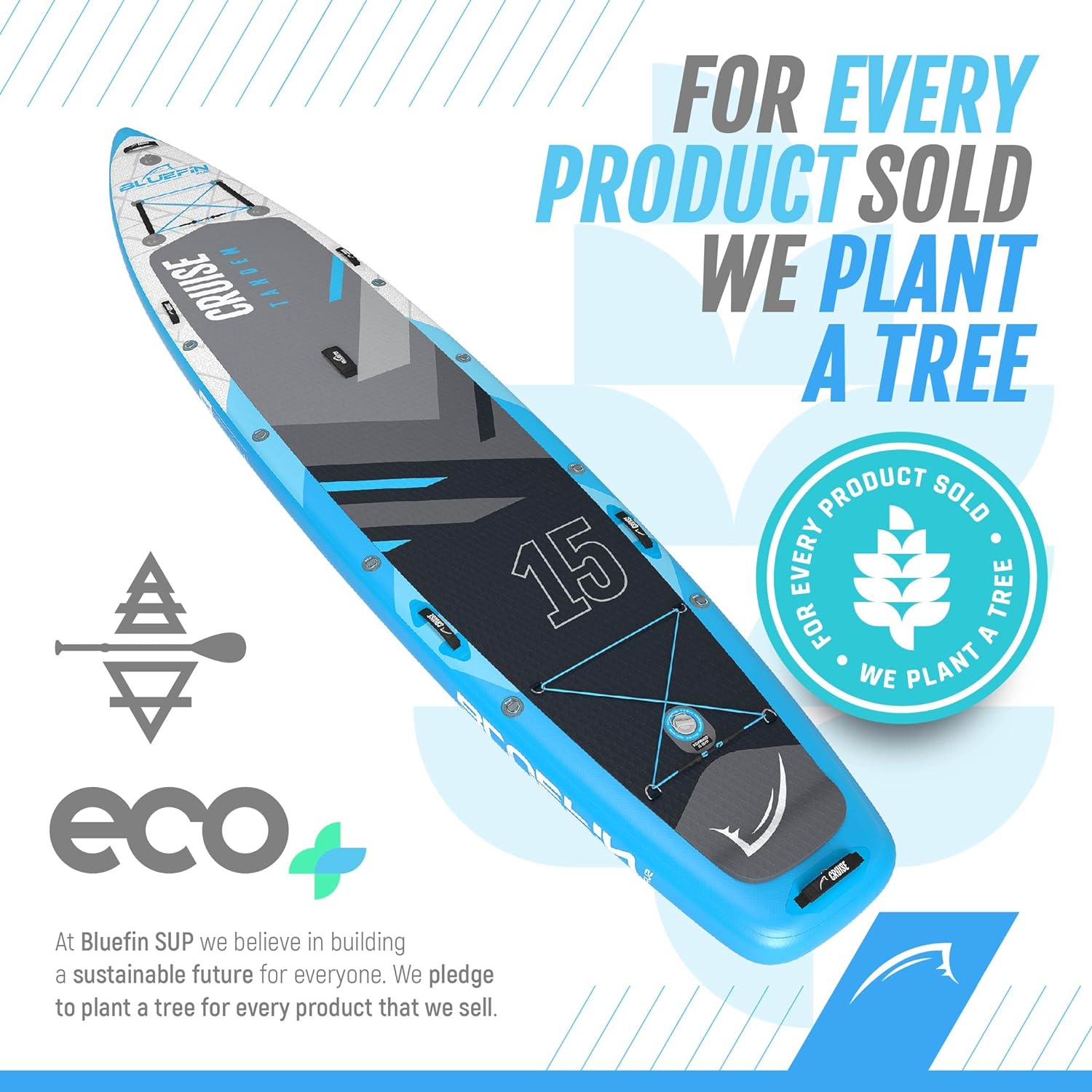 Bluefin Cruise SUP Inflatable Stand Up Paddle Board | Premium Paddleboard Accessories | Multiple sizes: Kids, 9'8, 10'4, 10’8, 12’, 15'