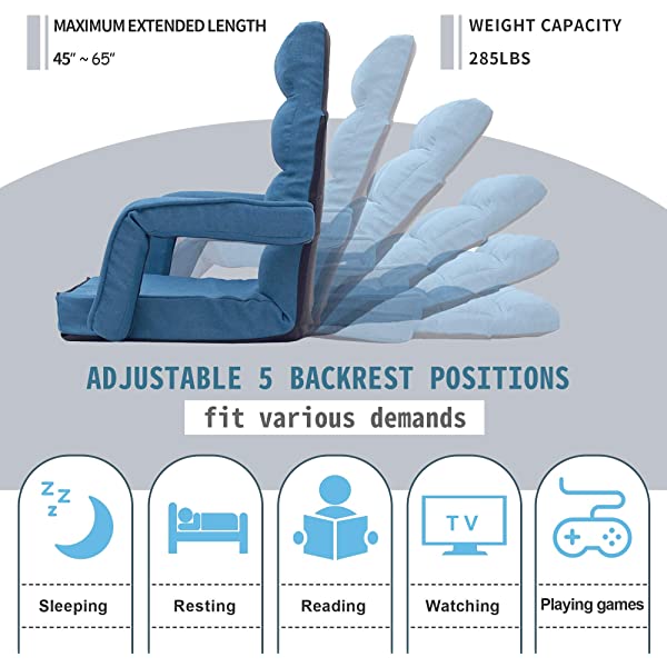 Harper&Bright Designs Folding Lazy Sofa Floor Chaise Lounge Chair Futon with Back Support, Beige