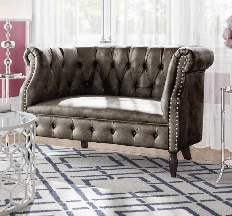 51.5-inch velvet roll-arm two-seat sofa